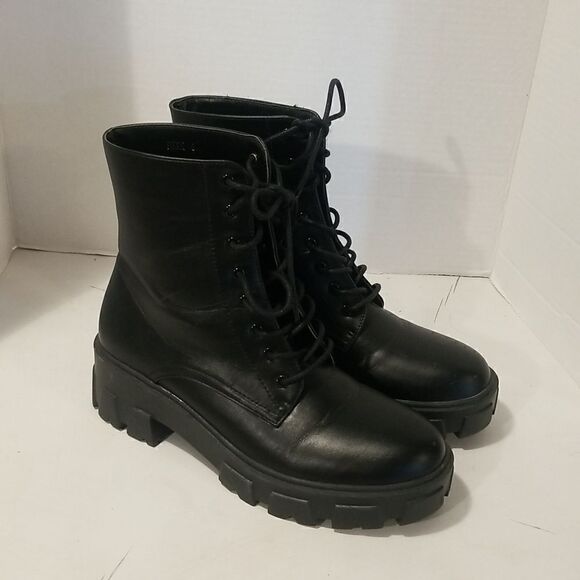 RAID Chunky Heel Goth Platform Biker Boots Size 6/39 GC - Picture 1 of 14